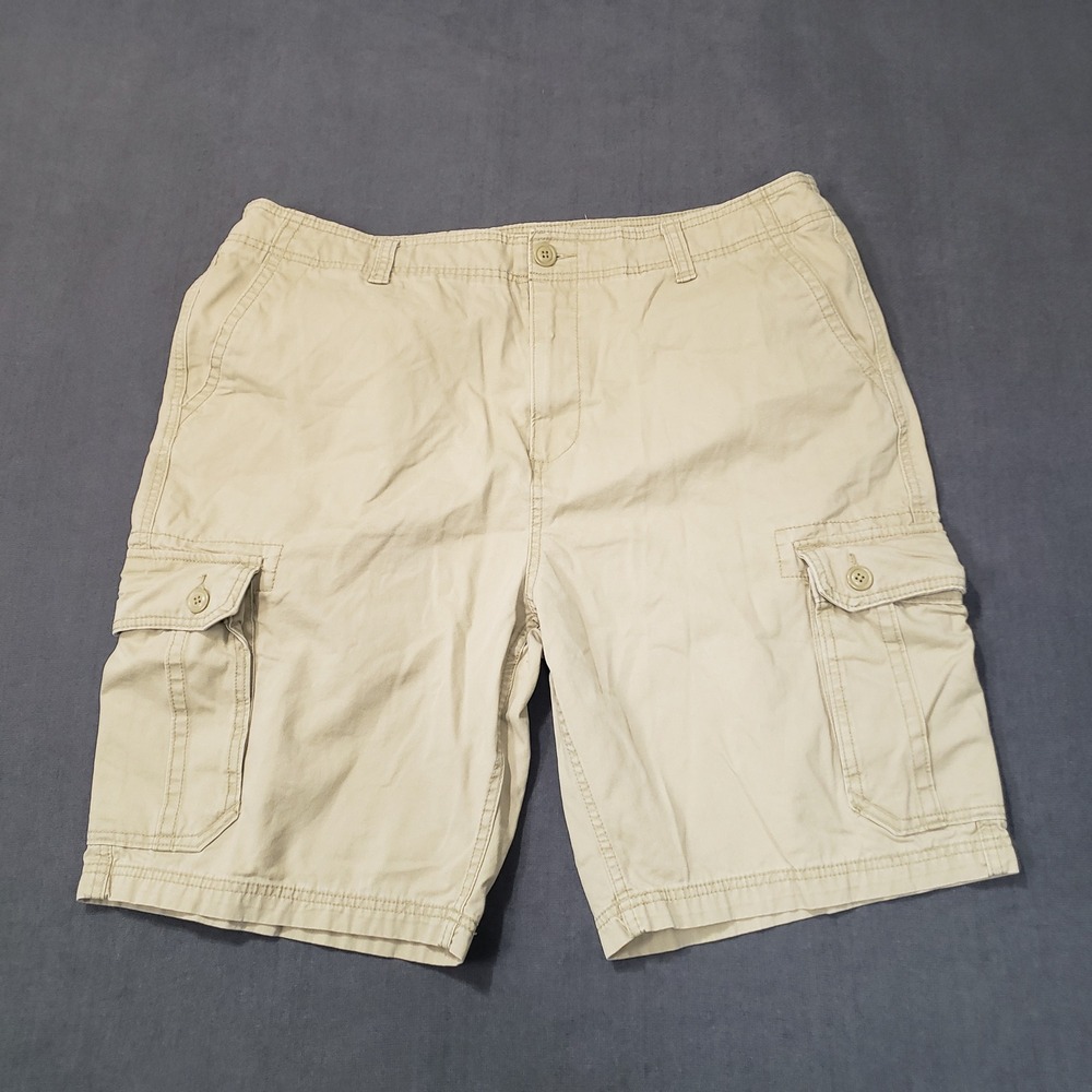 Old Navy Cargo Shorts Mens 40 Tan Khaki Cotton Twill Multi-Pocket Utility Casual